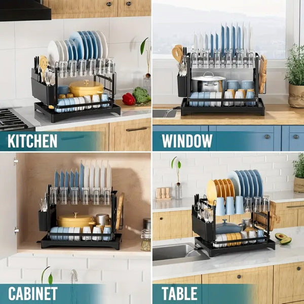 2nd Floor Large Kitchen Counter With Utensil Drying Rack, Equipped With Drainage Board,