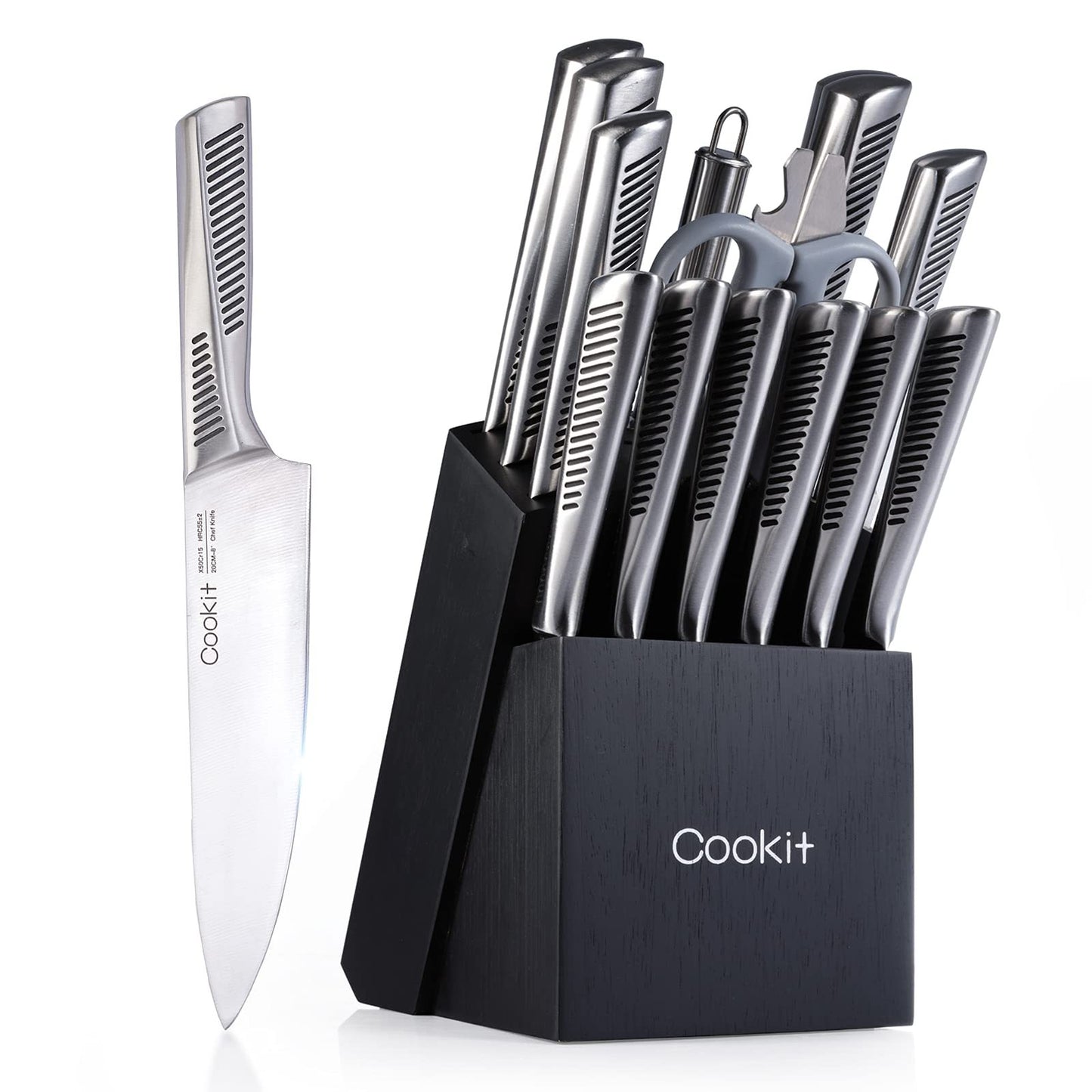 Kitchen Knife Set, 15 Piece Knife Sets with German Stainless Steel Hollow Handle.