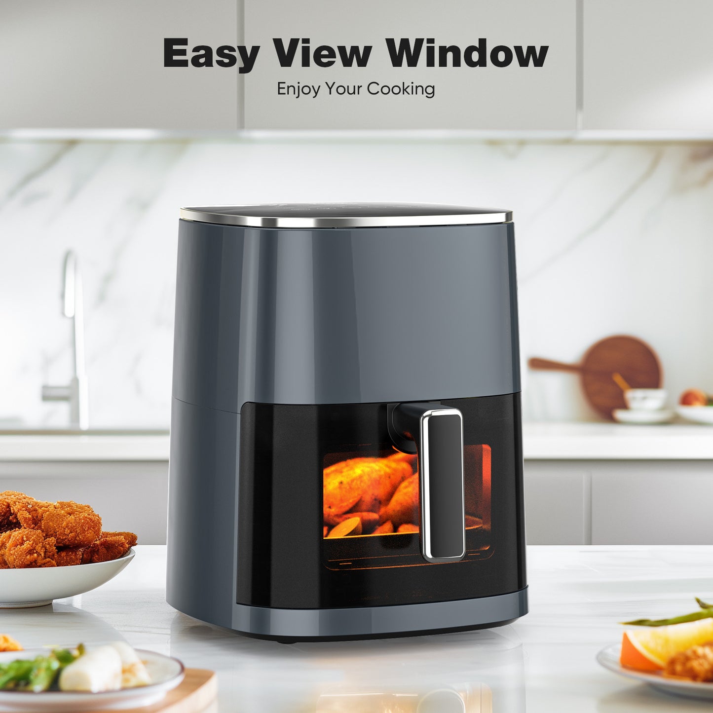 Air Fryer 6 Quart Capacity With Window Square Air Fryer 12-in-1