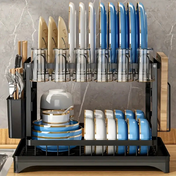 2nd Floor Large Kitchen Counter With Utensil Drying Rack, Equipped With Drainage Board,