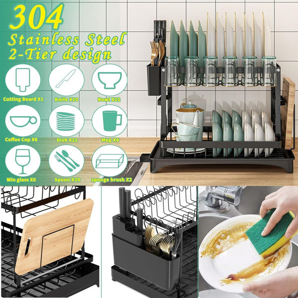 2nd Floor Large Kitchen Counter With Utensil Drying Rack, Equipped With Drainage Board,