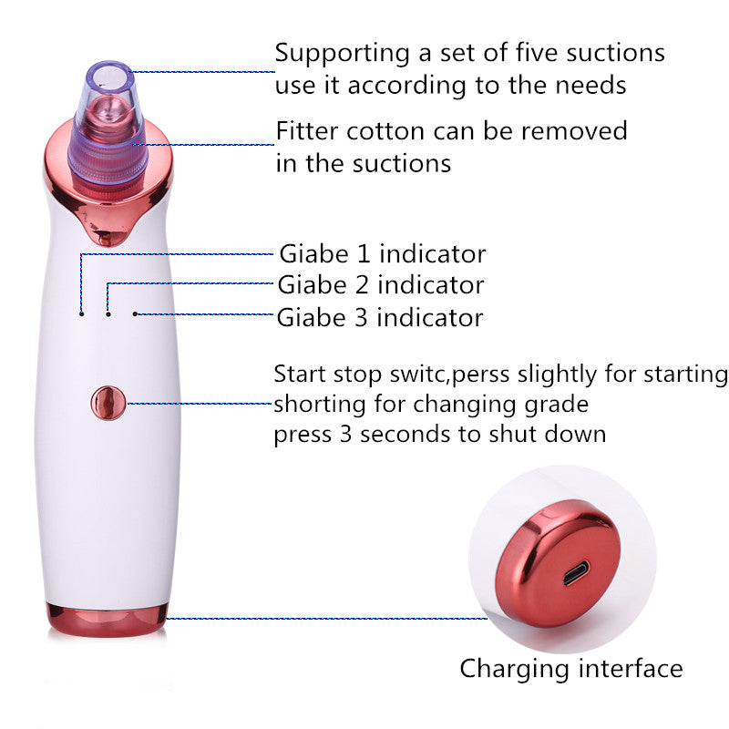 Blackhead Remover Instrument Black Dot Remover Acne Vacuum Suction.