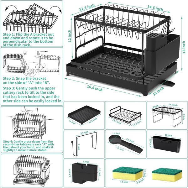 2nd Floor Large Kitchen Counter With Utensil Drying Rack, Equipped With Drainage Board,