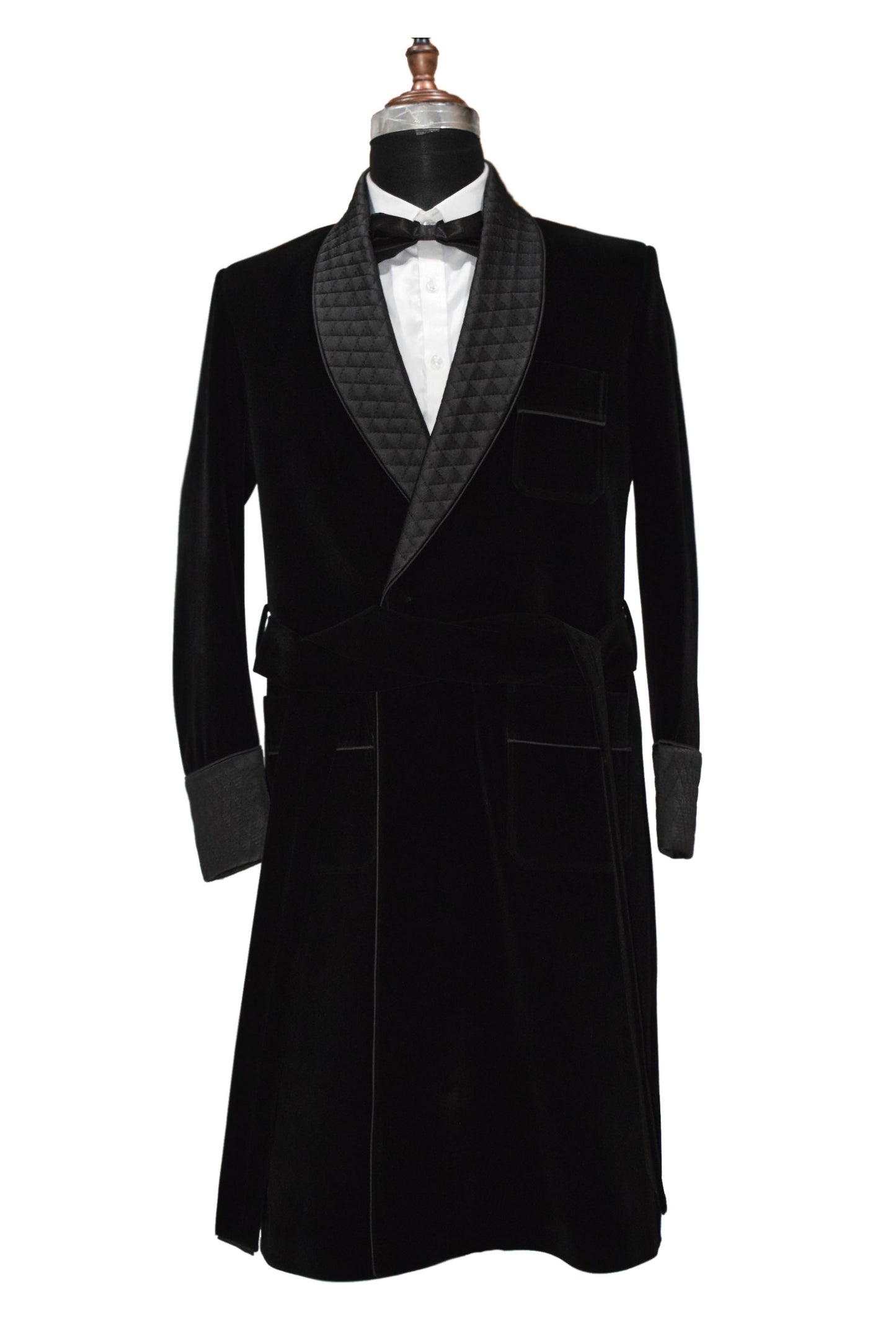 Men Black Smoking Jacket Designer Party Wear Long Coat