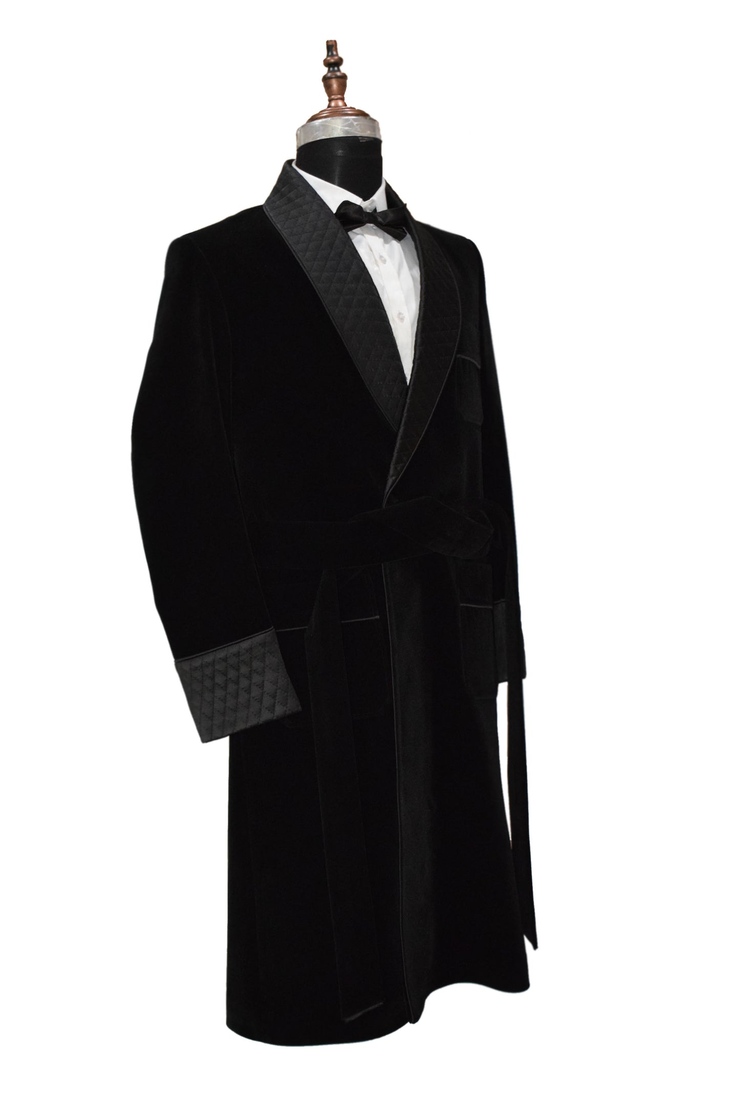 Men Black Smoking Jacket Designer Party Wear Long Coat