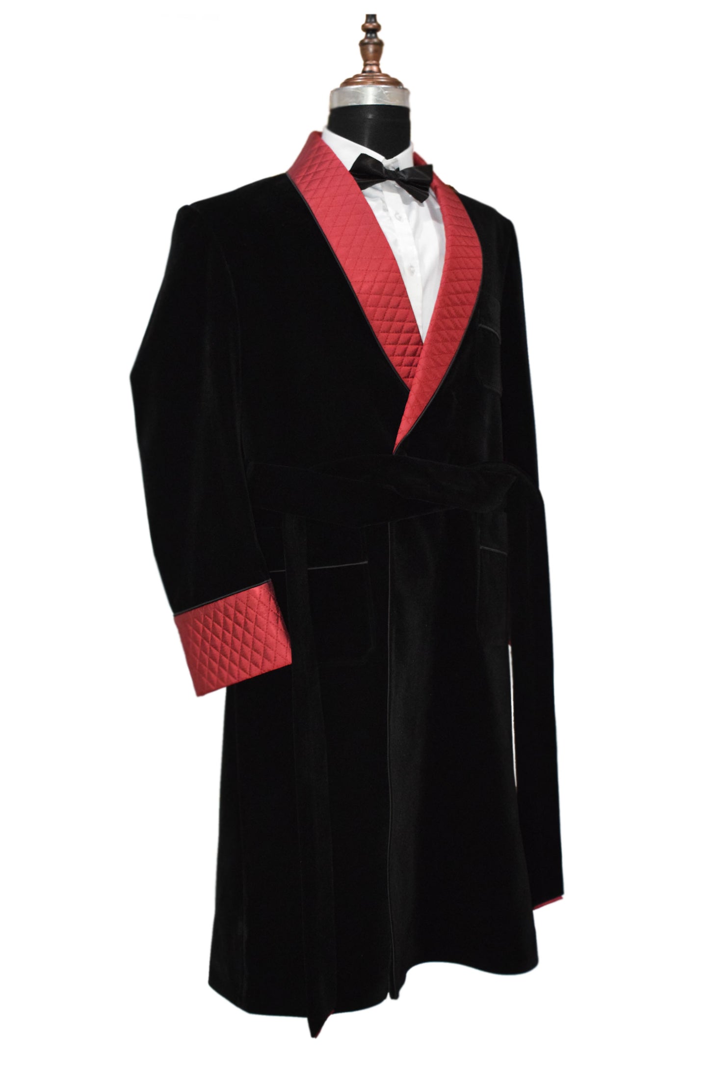 Men Black Smoking Jacket Designer Party Wear Long Coat