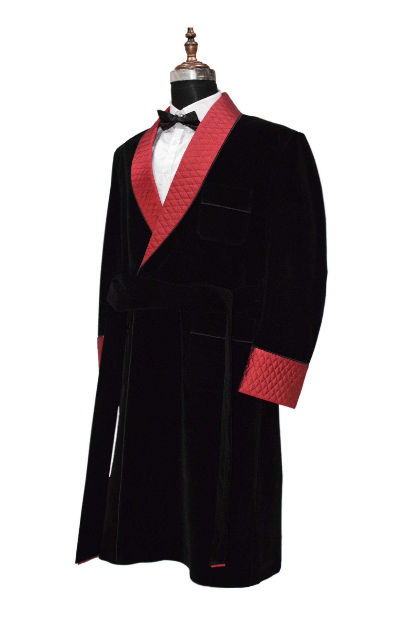 Men Black Smoking Jacket Designer Party Wear Long Coat