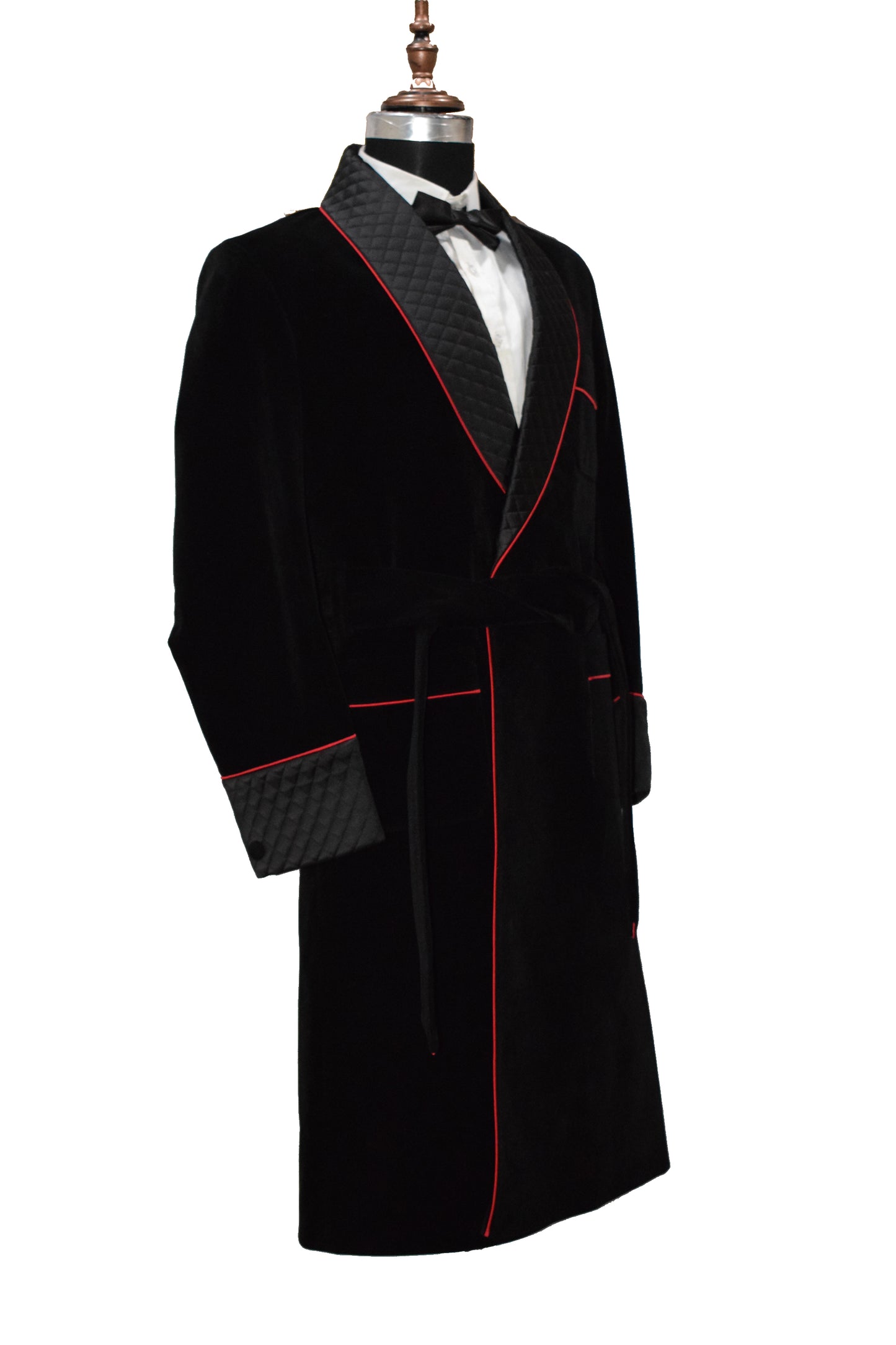 Men Black Smoking Jacket Party Wear Long Coat - TrendsfashionIN