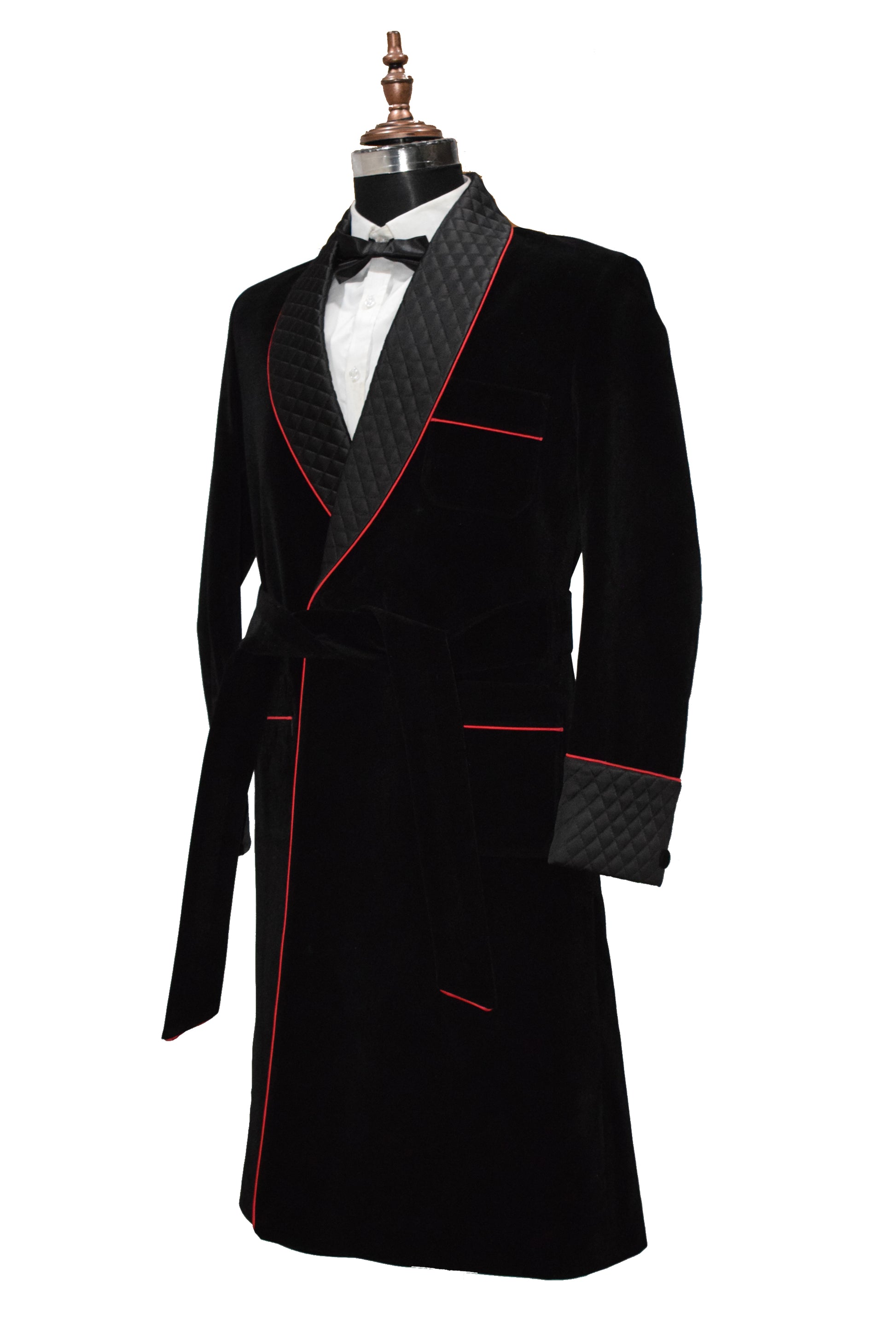 Men Black Smoking Jacket Party Wear Long Coat - TrendsfashionIN