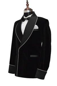 Men Black Smoking Jacket Dinner Party Wear Coat - TrendsfashionIN
