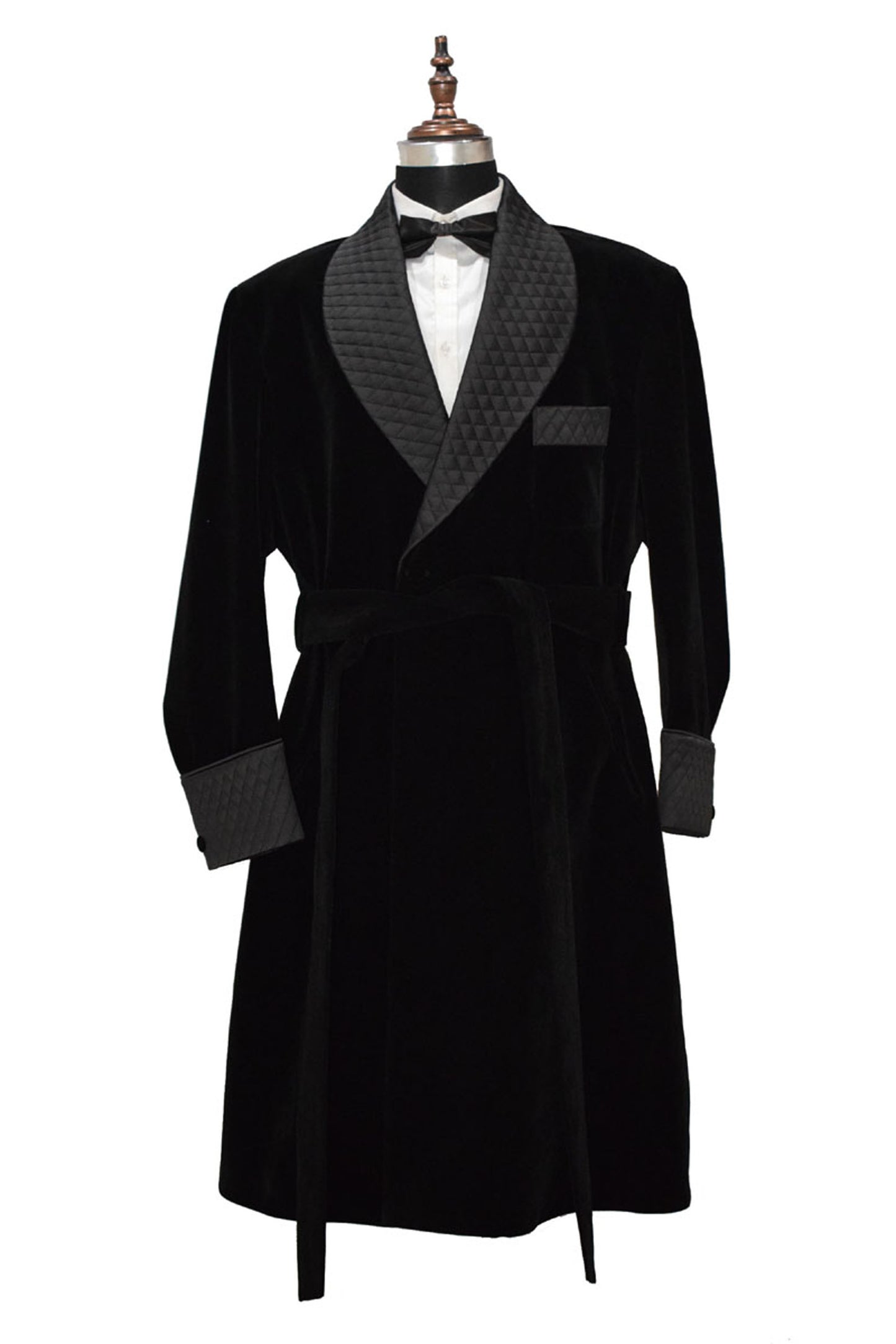 Men Black Smoking Jacket Wedding Party Wear Long Coat - TrendsfashionIN