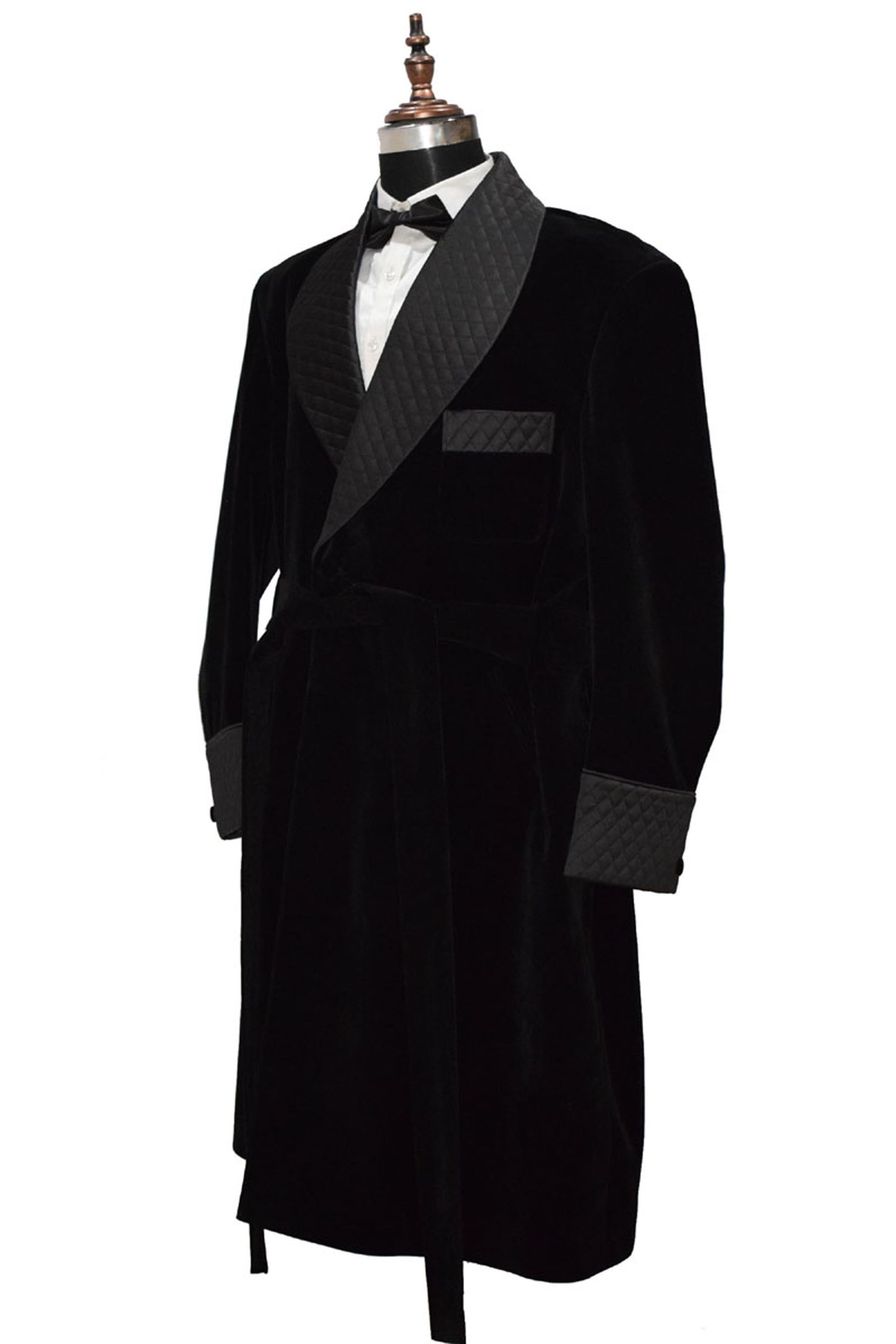 Men Black Smoking Jacket Wedding Party Wear Long Coat - TrendsfashionIN