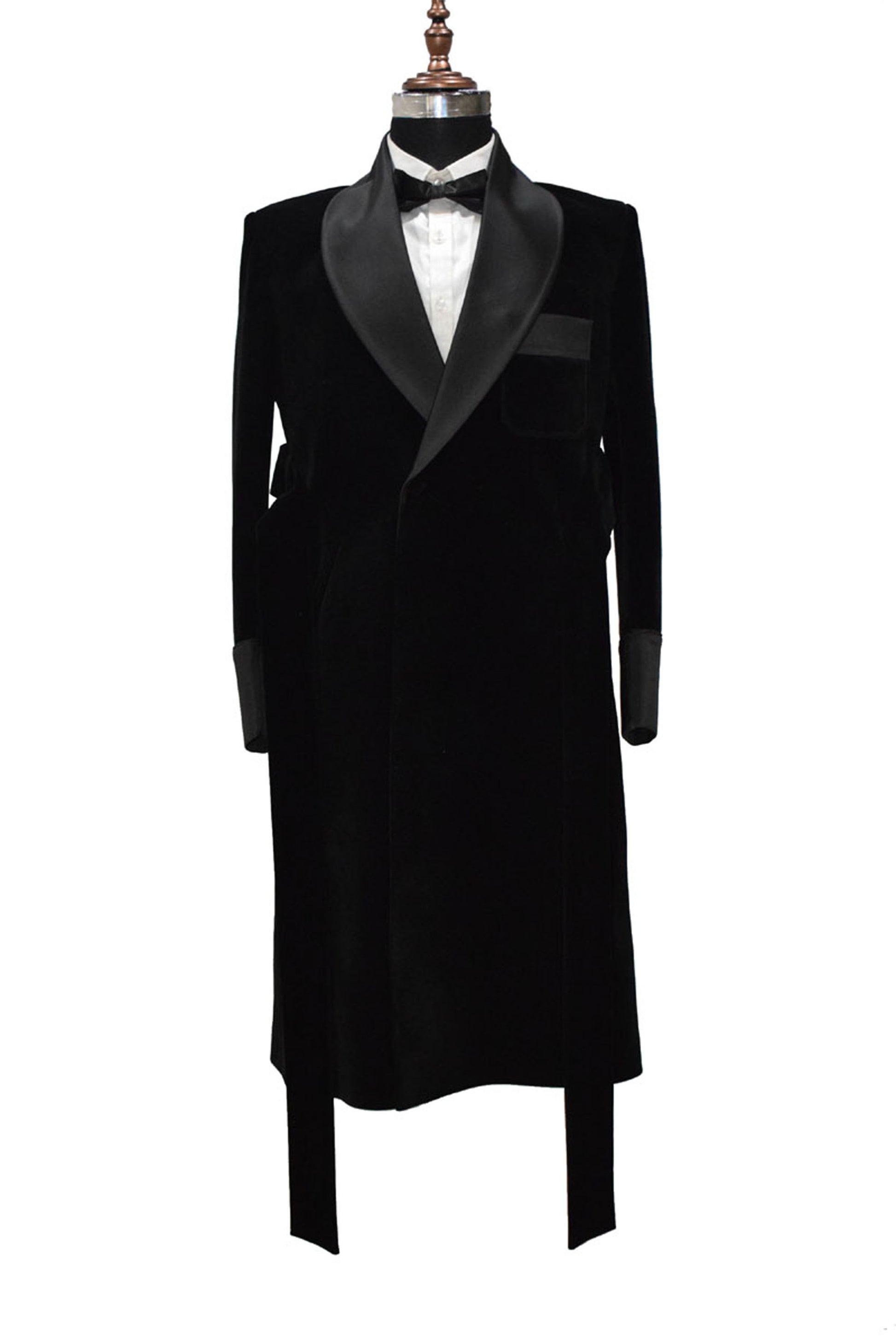 Men Black Smoking Gown Dinner Party Wear Long Gown - TrendsfashionIN