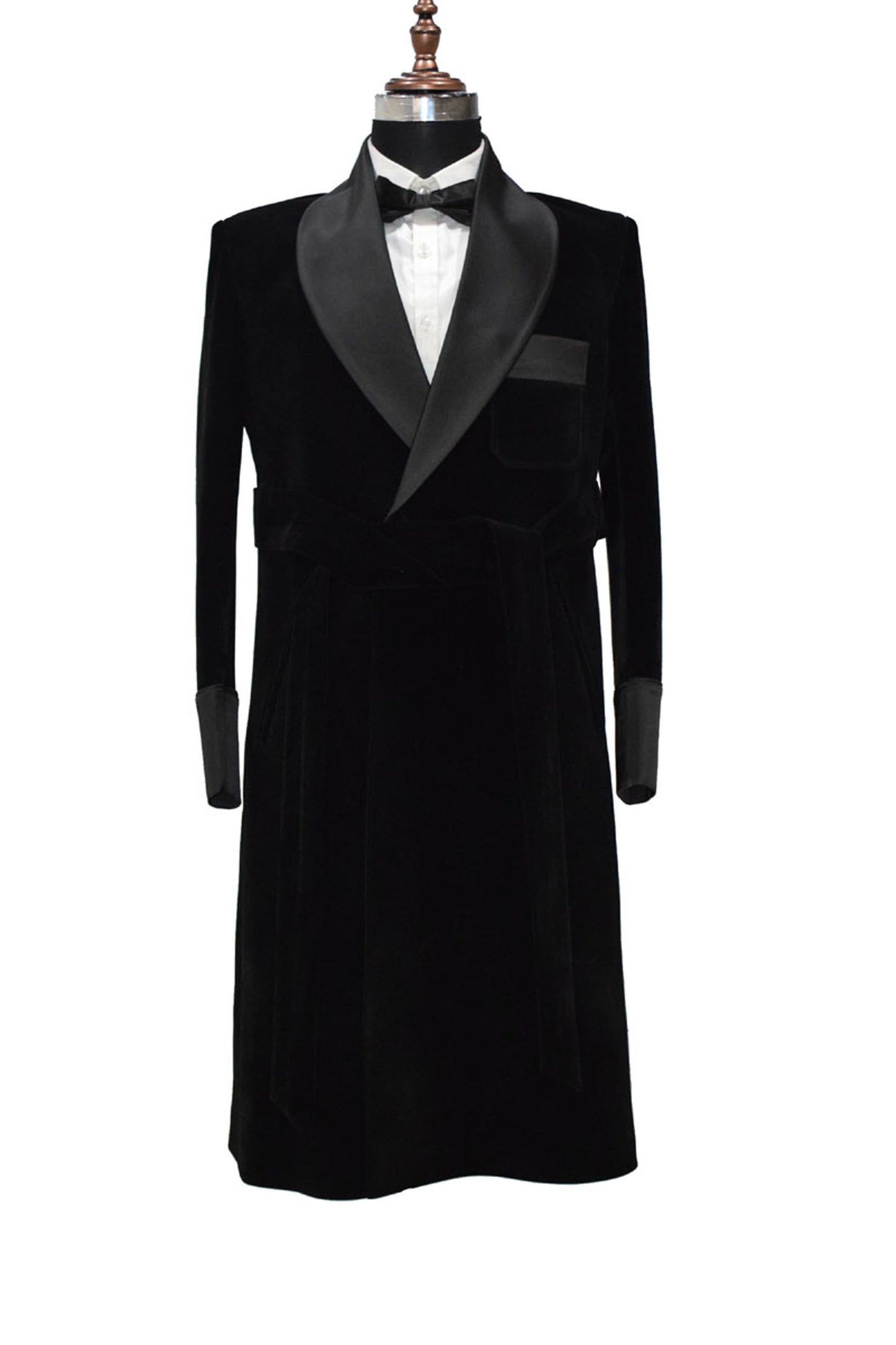 Men Black Smoking Gown Dinner Party Wear Long Gown - TrendsfashionIN