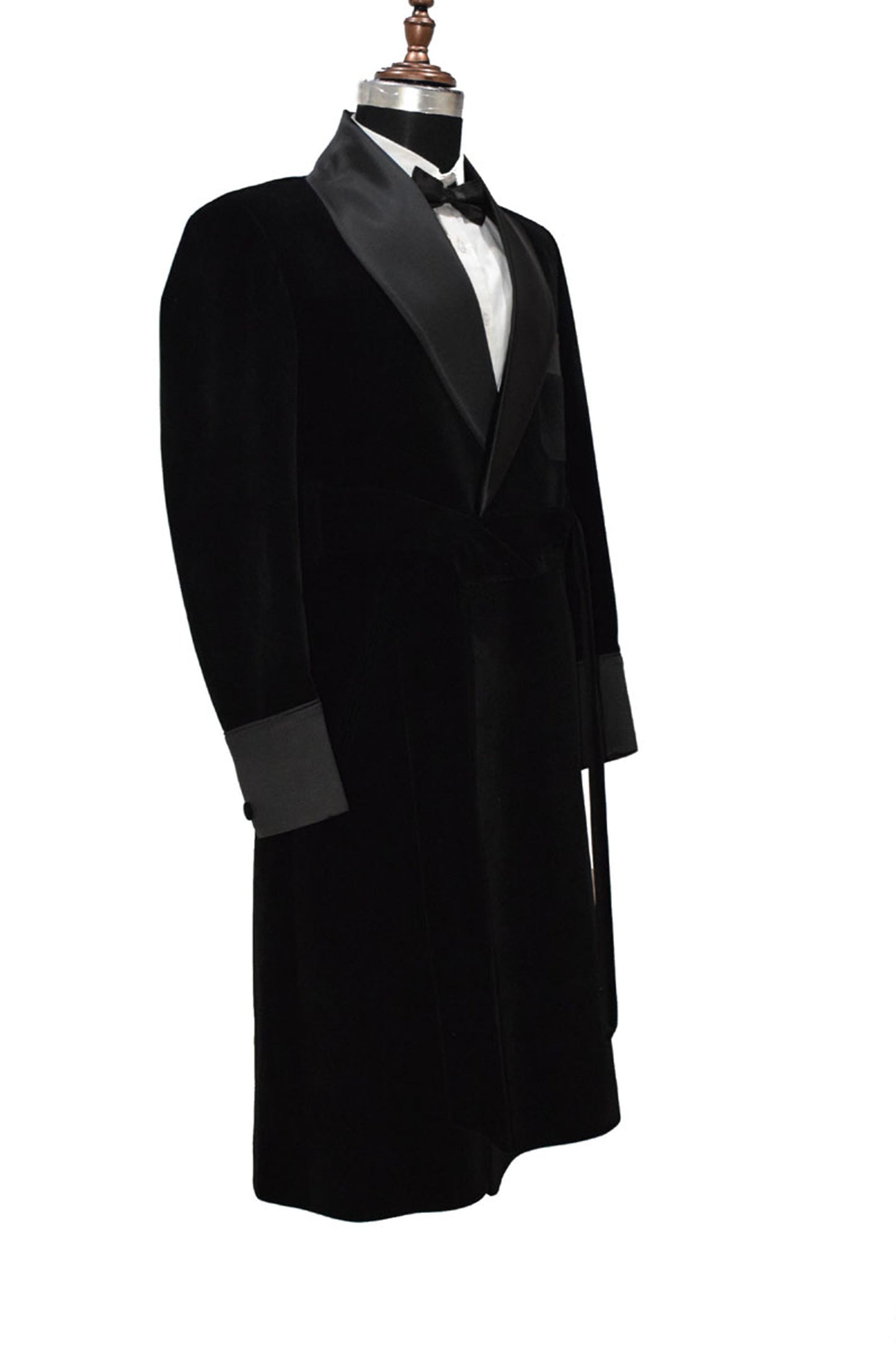 Men Black Smoking Gown Dinner Party Wear Long Gown - TrendsfashionIN