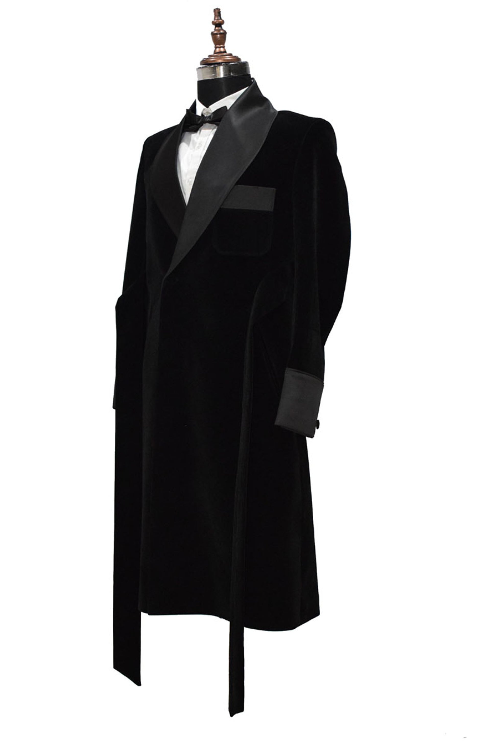 Men Black Smoking Gown Dinner Party Wear Long Gown - TrendsfashionIN