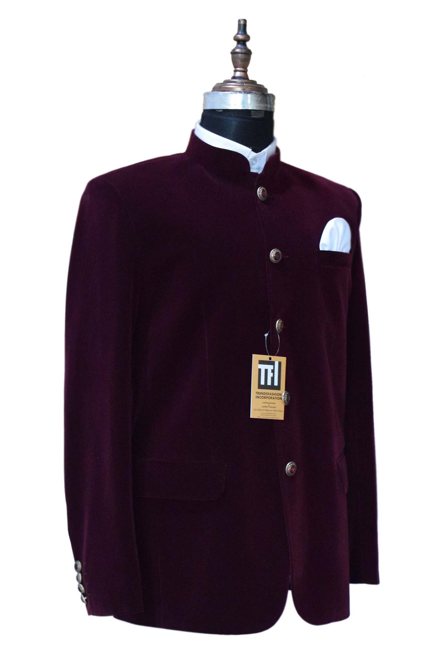 Men Burgundy Jodhpuri Jacket Dinner Party Wear Coat