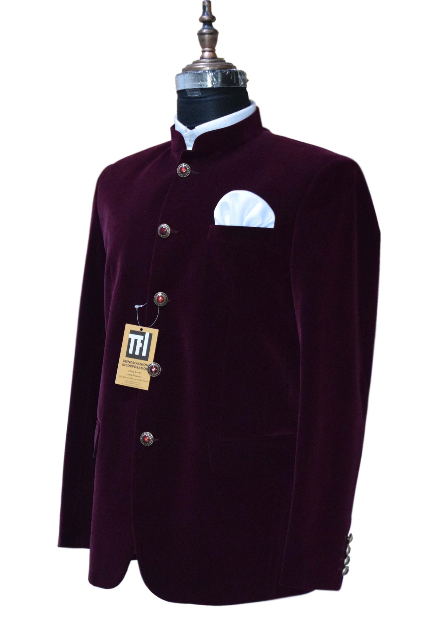 Men Burgundy Jodhpuri Jacket Dinner Party Wear Coat