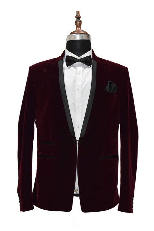 Men Burgundy Smoking Jackets Dinner Party Wear Coats