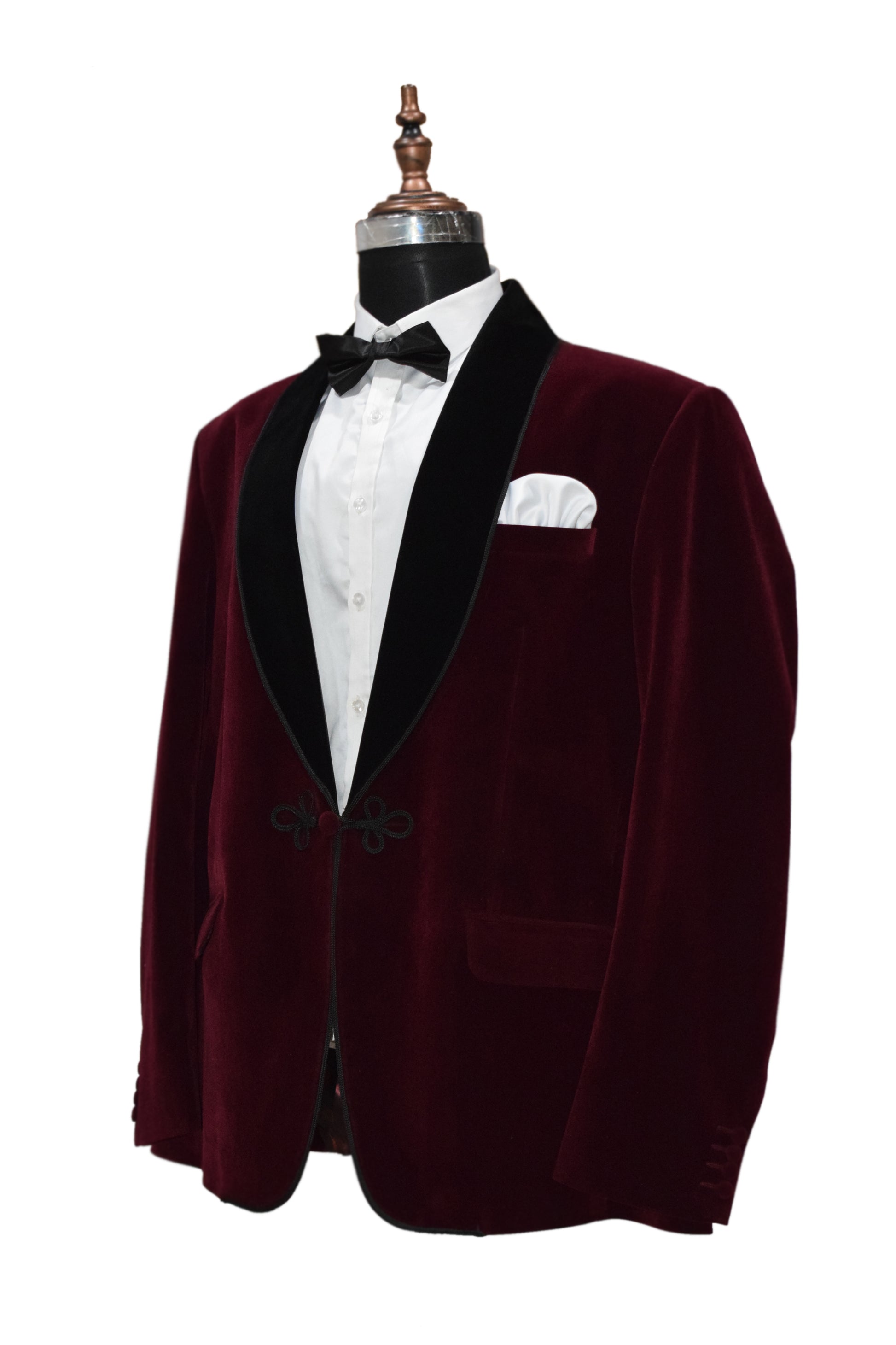 Men Burgundy Smoking Jackets Dinner Party Wear Coats - TrendsfashionIN