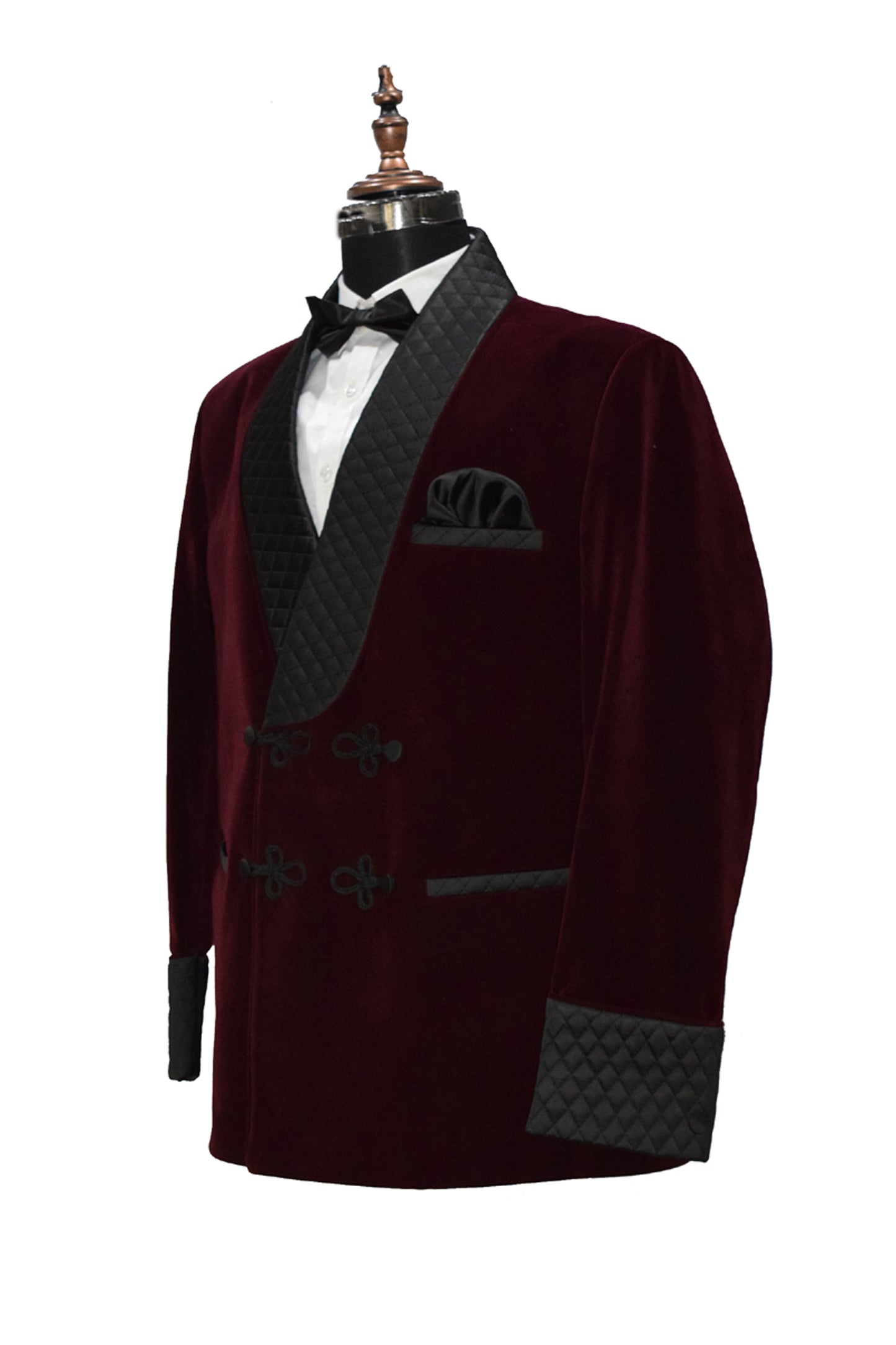 Men Burgundy Smoking Jacket Dinner Party Wear Blazer - TrendsfashionIN