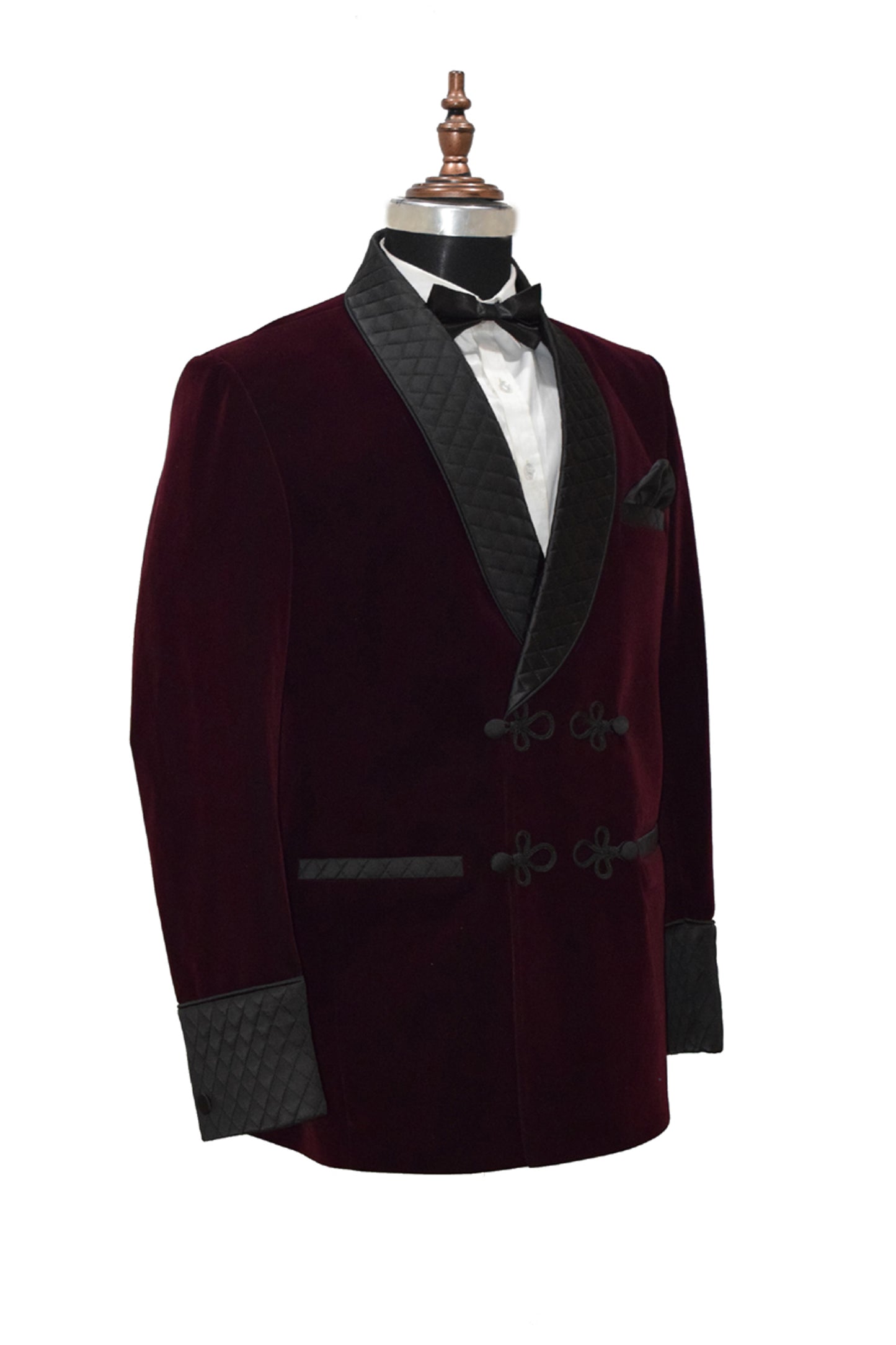 Men Burgundy Smoking Jacket Dinner Party Wear Blazer Coat - TrendsfashionIN