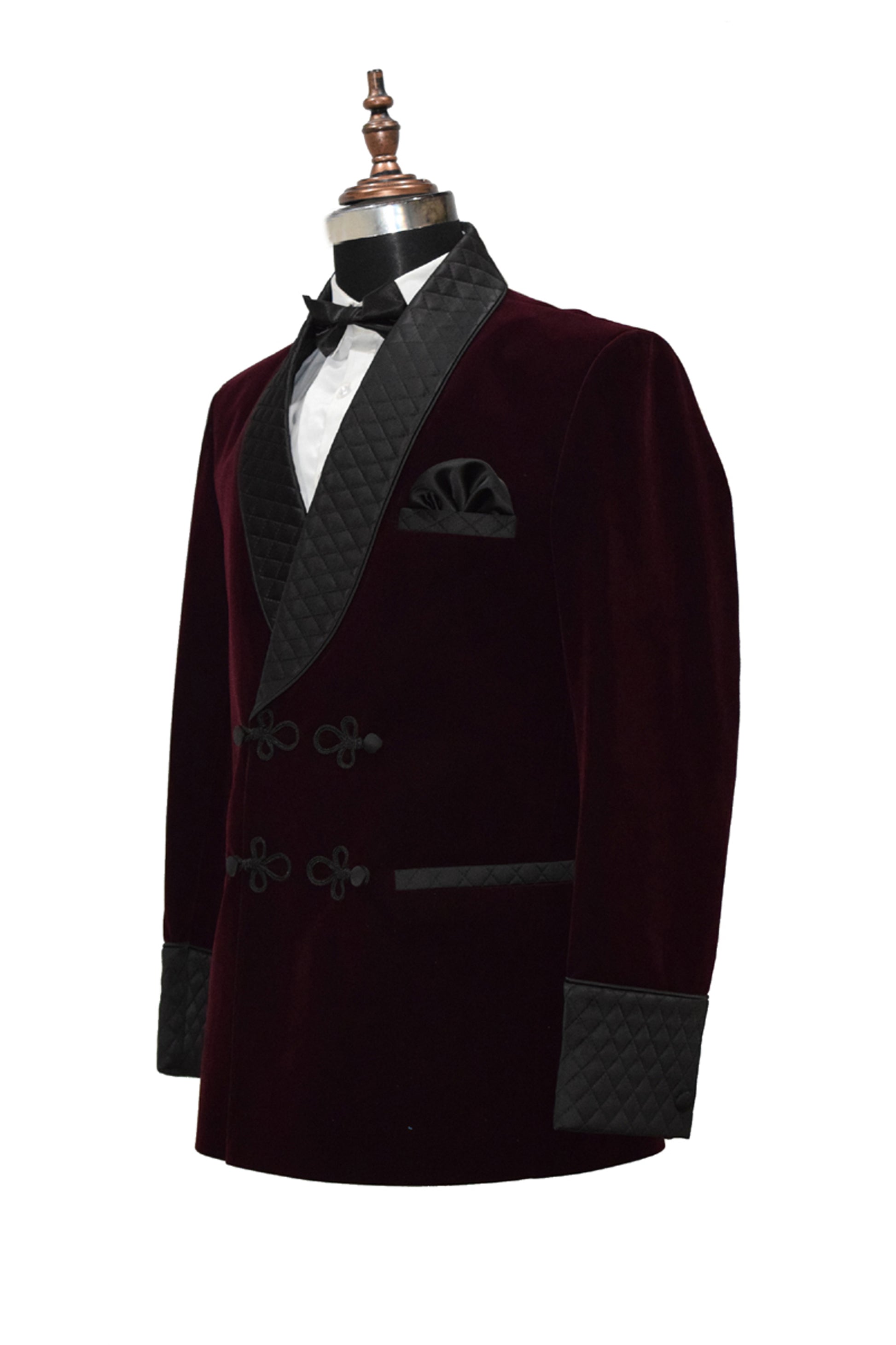 Men Burgundy Smoking Jacket Dinner Party Wear Blazer Coat - TrendsfashionIN