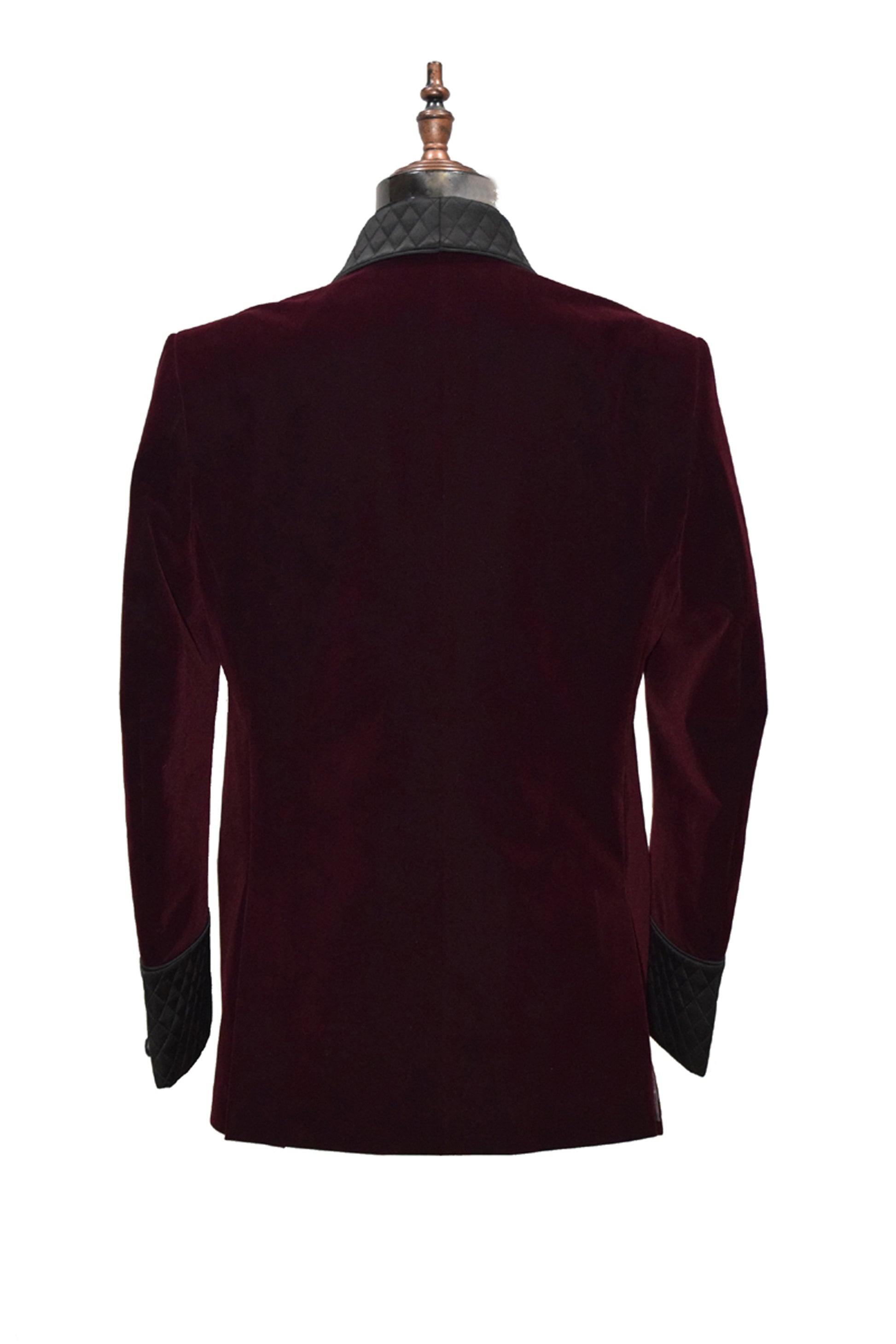 Men Burgundy Smoking Jacket Dinner Party Wear Blazer Coat - TrendsfashionIN