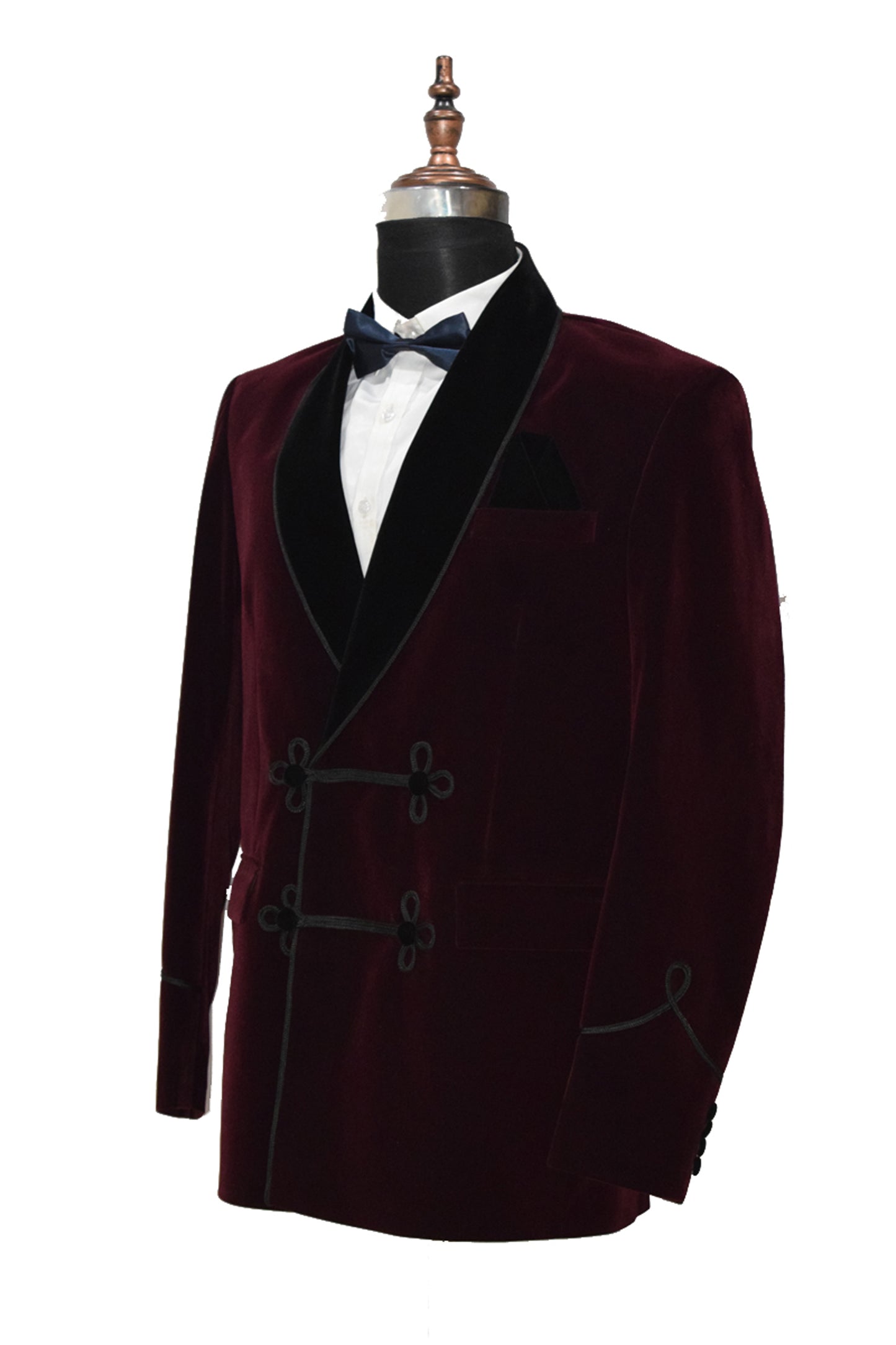 Men Burgundy Smoking Jacket Dinner Party Wear Blazer - TrendsfashionIN