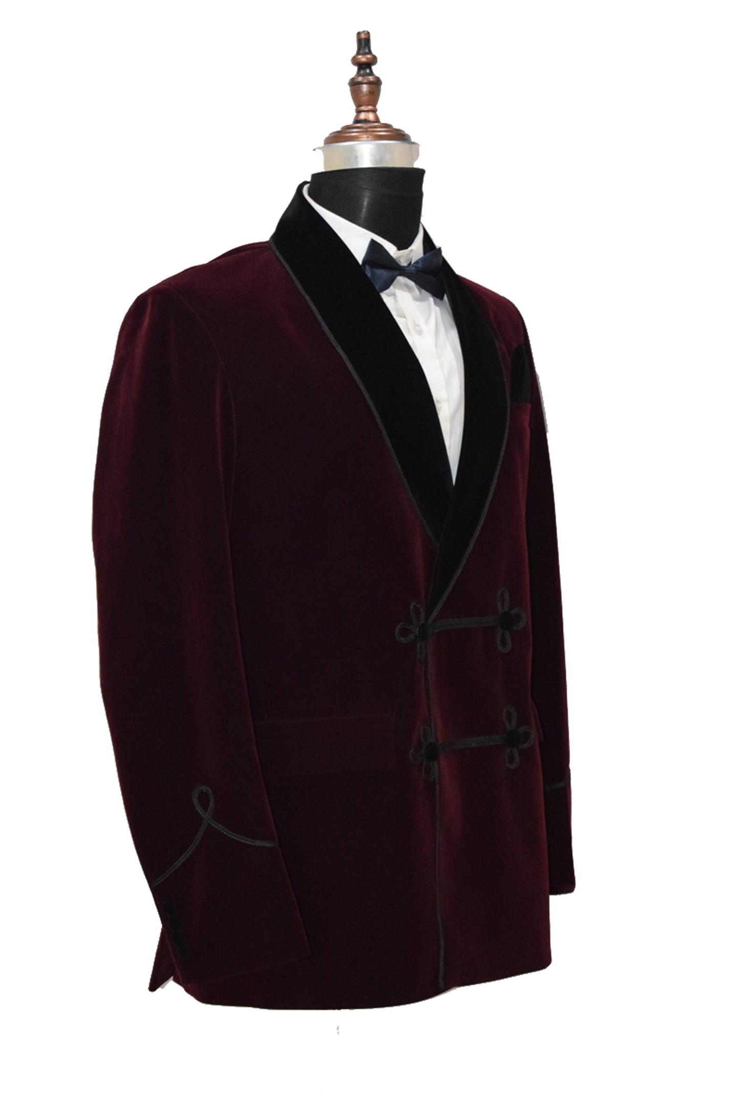 Men Burgundy Smoking Jacket Dinner Party Wear Blazer - TrendsfashionIN