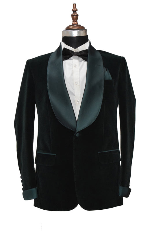 Men Green Smoking Jacket Dinner Party Wear Blazer - TrendsfashionIN