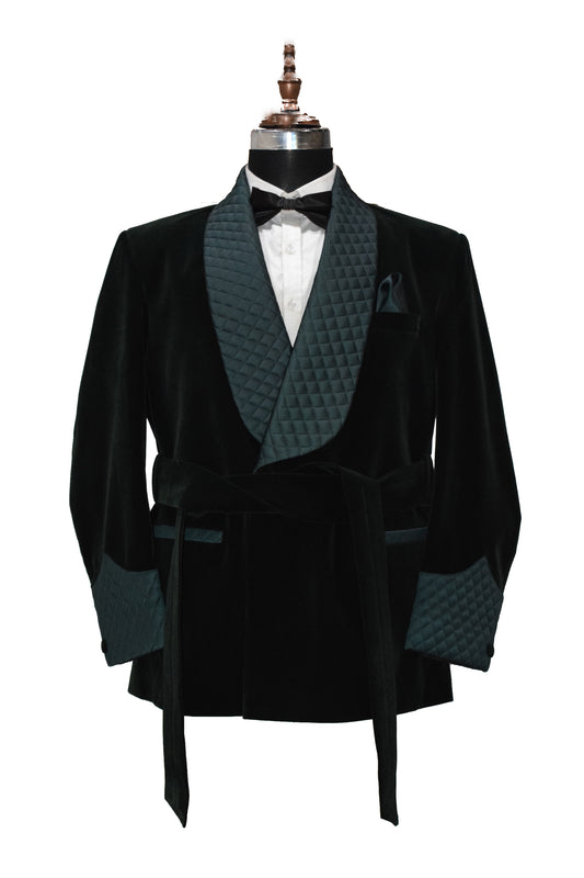 Men Green Smoking Jacket Party Wear Coat - TrendsfashionIN