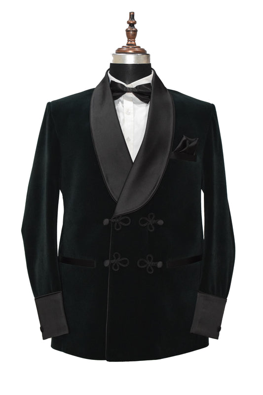 Men Green Smoking Jacket Dinner Party Wear Wedding Blazer - TrendsfashionIN