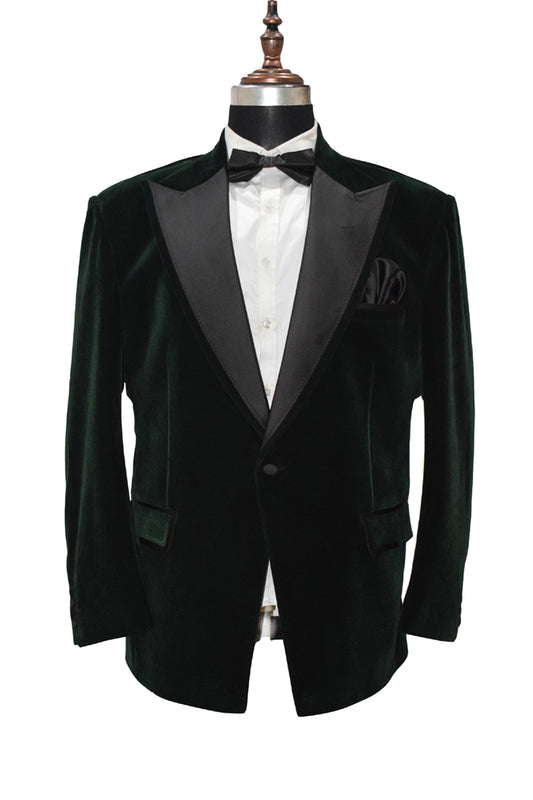 Men Green Smoking Jacket Dinner Party Wear Coat - TrendsfashionIN