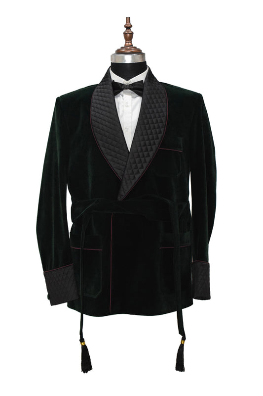 Men Green Smoking Jacket Dinner Party Wear Coat - TrendsfashionIN