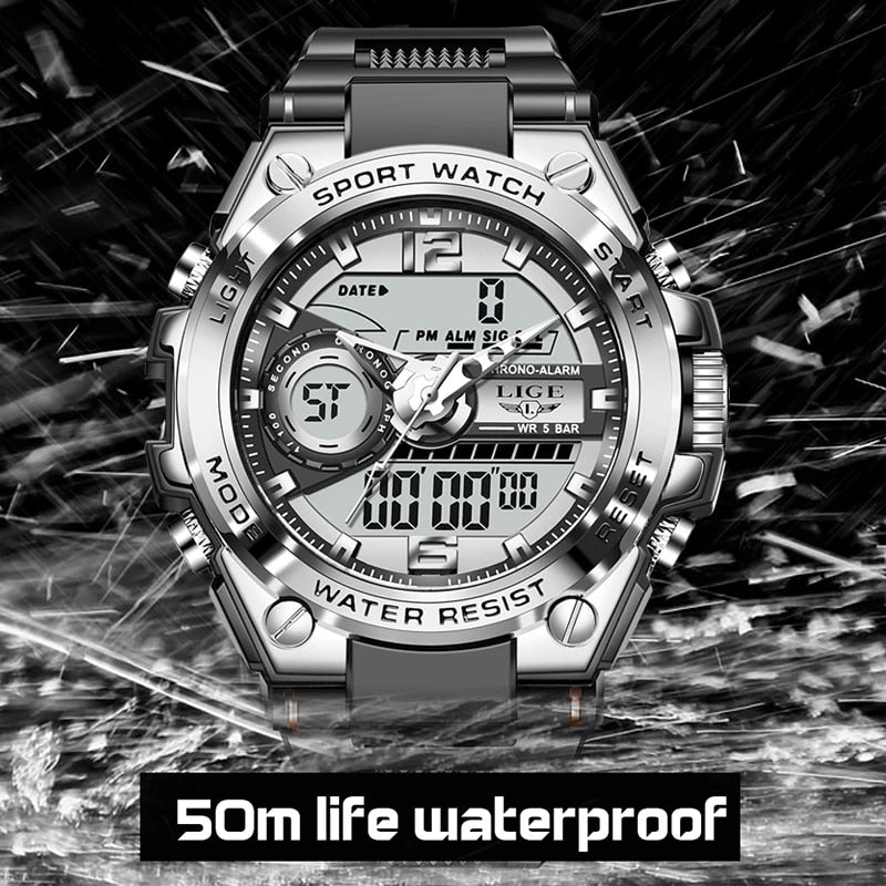 Men Military Watch 50m Waterproof Wristwatch LED Quartz