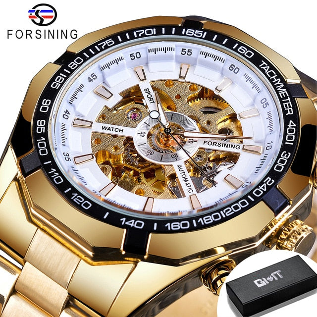 Mens Skeleton Watch Stainless Steel Waterproof watch