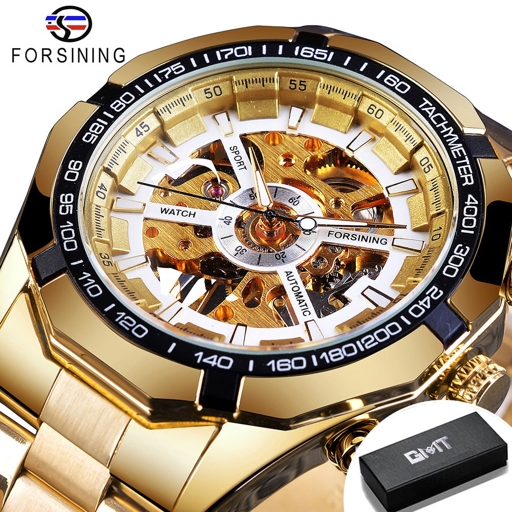 Mens Skeleton Watch Stainless Steel Waterproof watch