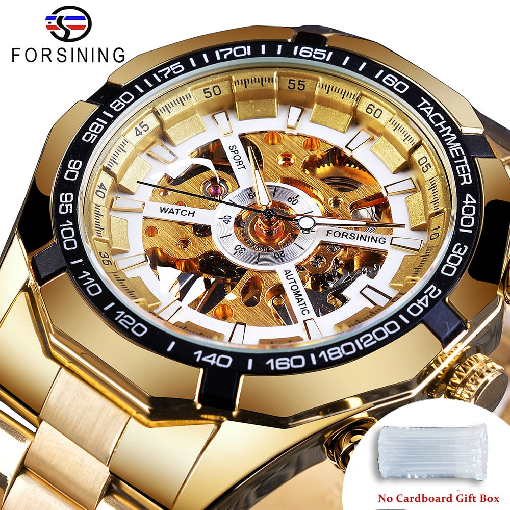 Mens Skeleton Watch Stainless Steel Waterproof watch