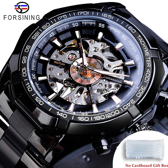 Mens Skeleton Watch Stainless Steel Waterproof watch