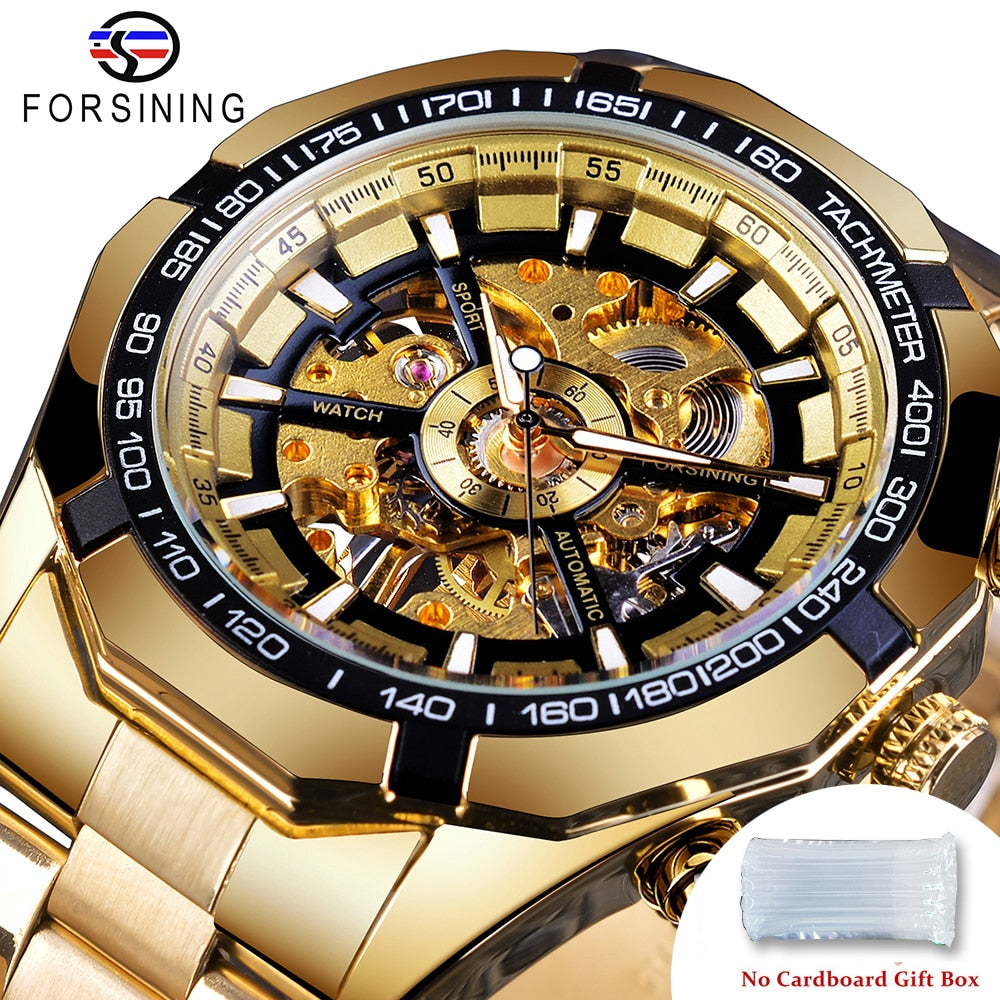 Mens Skeleton Watch Stainless Steel Waterproof watch