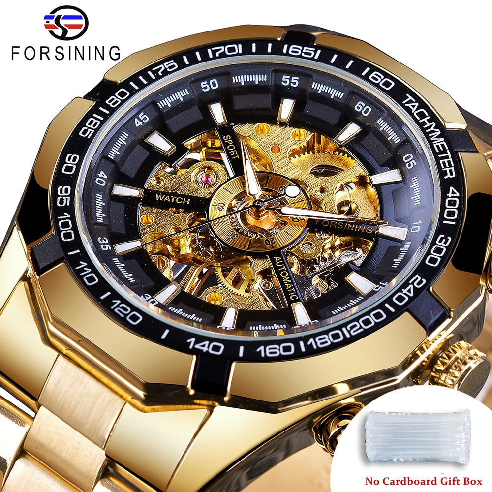 Mens Skeleton Watch Stainless Steel Waterproof watch