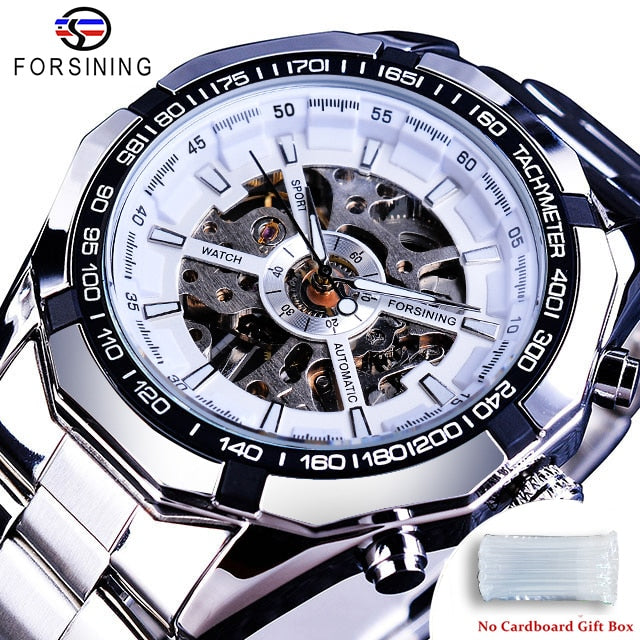 Mens Skeleton Watch Stainless Steel Waterproof watch