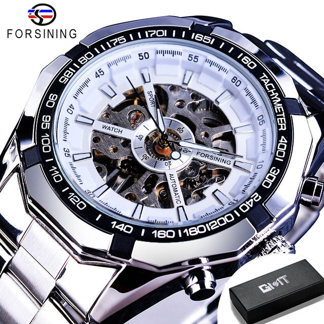 Mens Skeleton Watch Stainless Steel Waterproof watch