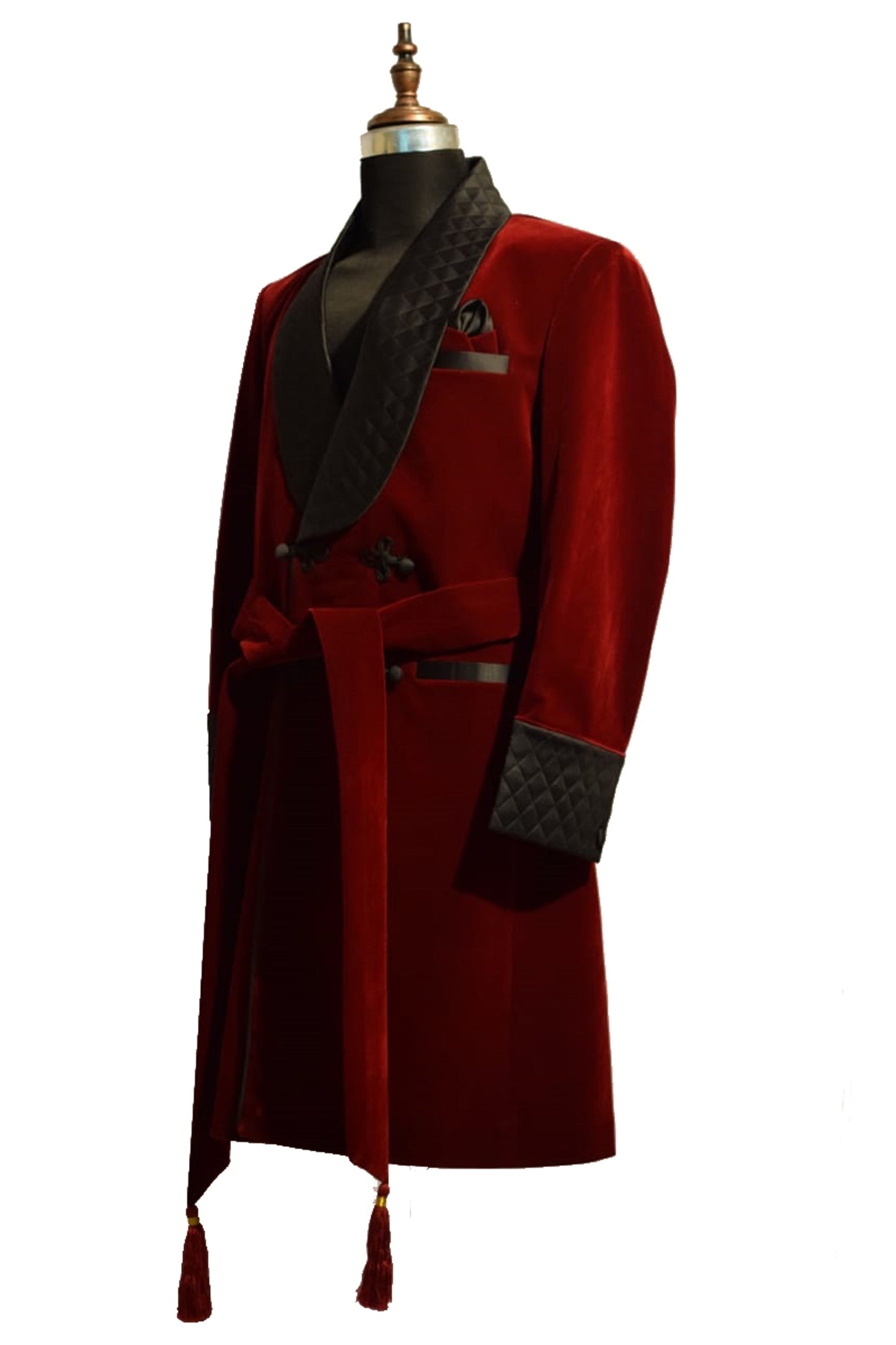 Men Maroon Smoking Jacket Dinner Party Wear Long Coat - TrendsfashionIN