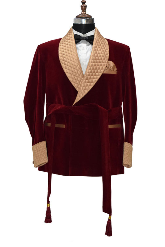 Men Maroon Smoking Jacket Dinner Party Wear Coats - TrendsfashionIN