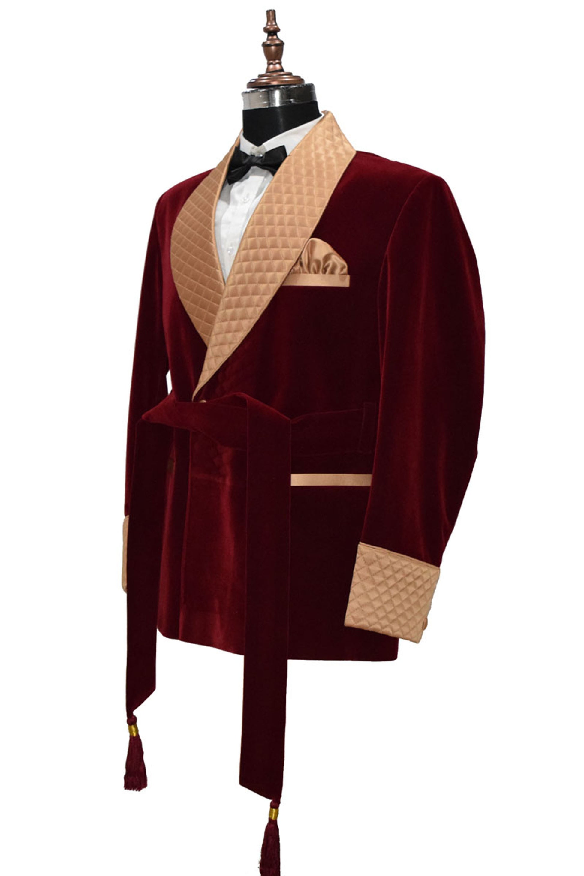 Men Maroon Smoking Jacket Dinner Party Wear Coats - TrendsfashionIN