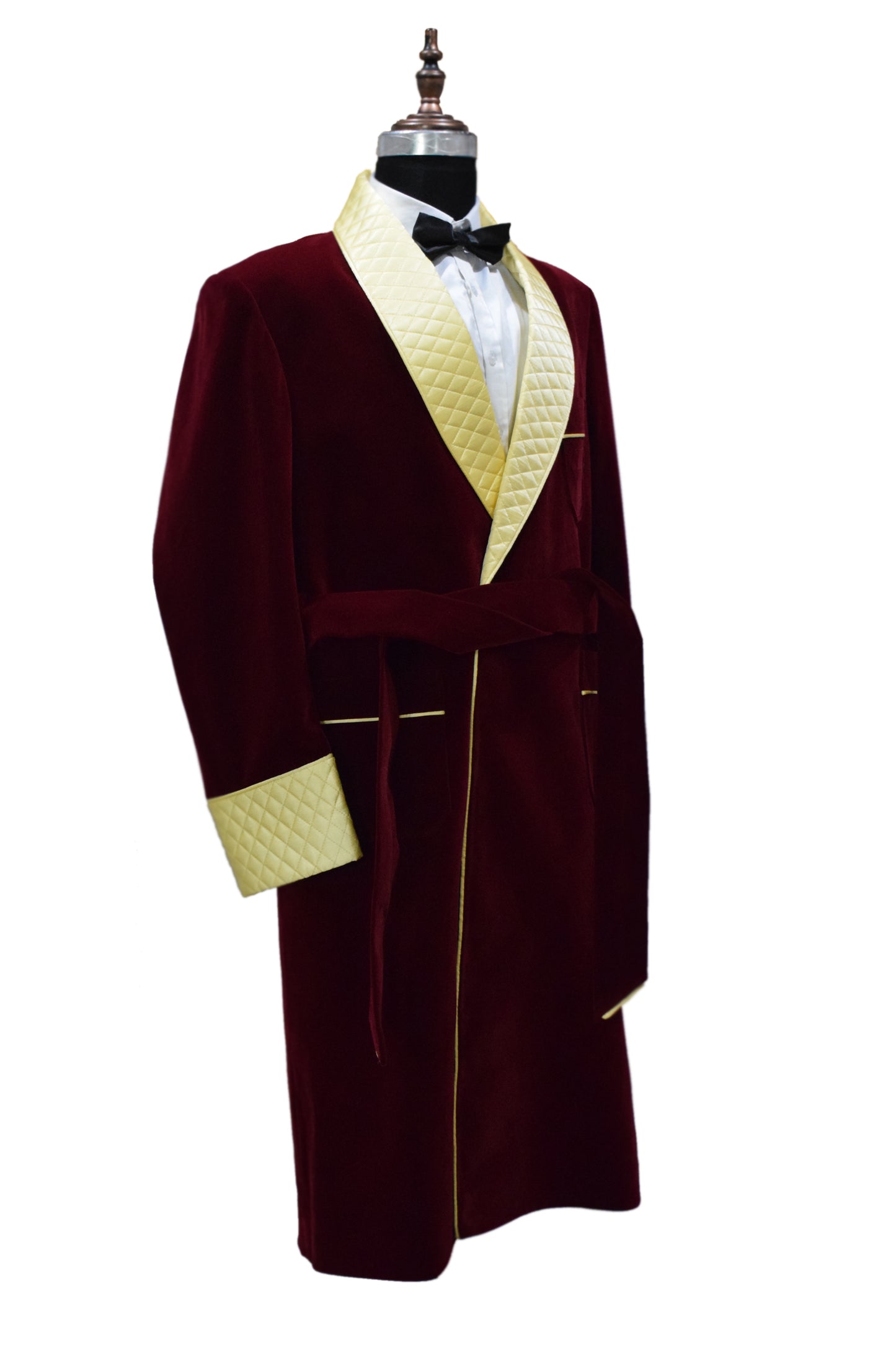 Men Maroon Smoking Jacket Party Wear Long Coat - TrendsfashionIN