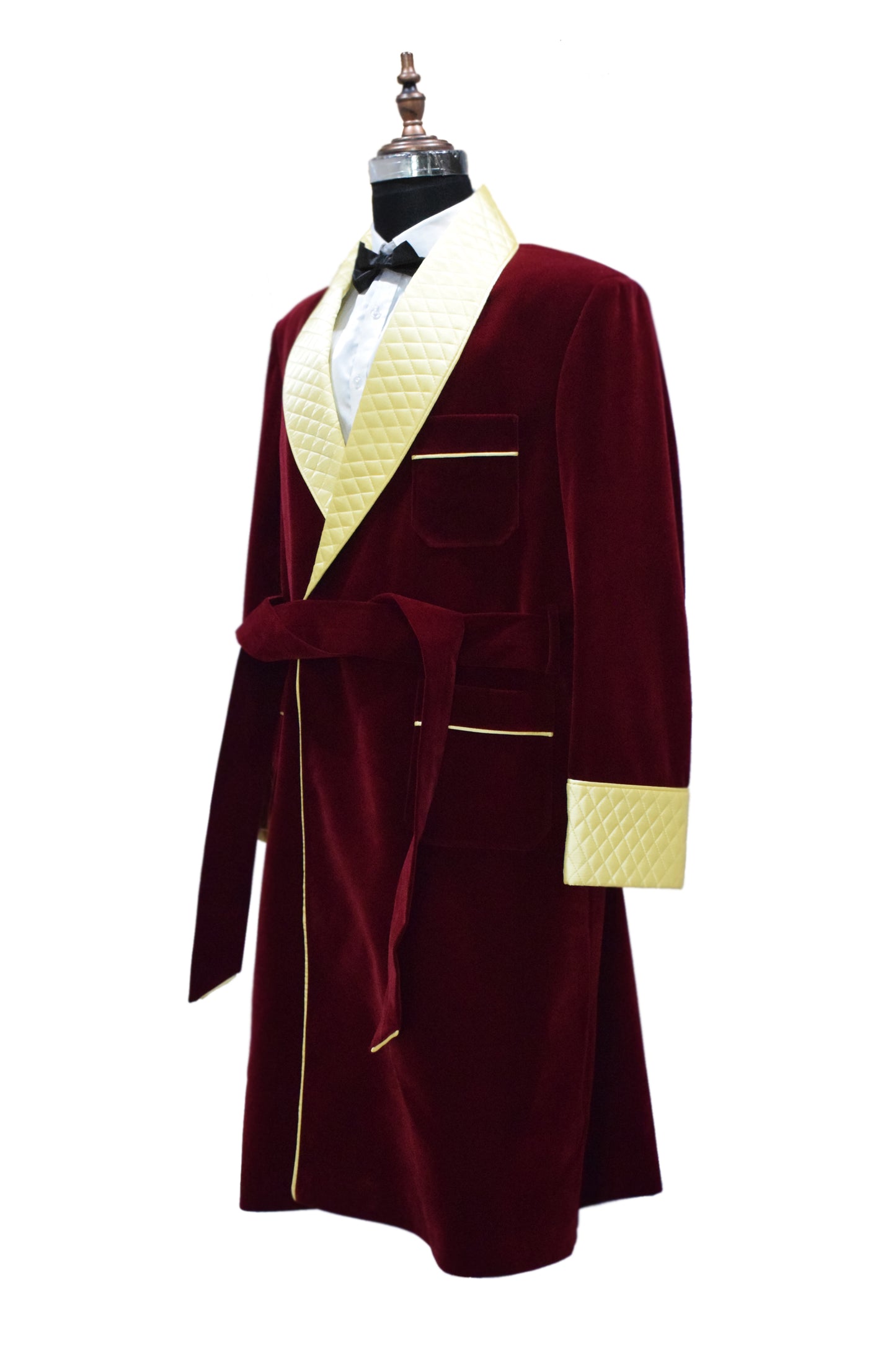 Men Maroon Smoking Jacket Party Wear Long Coat - TrendsfashionIN