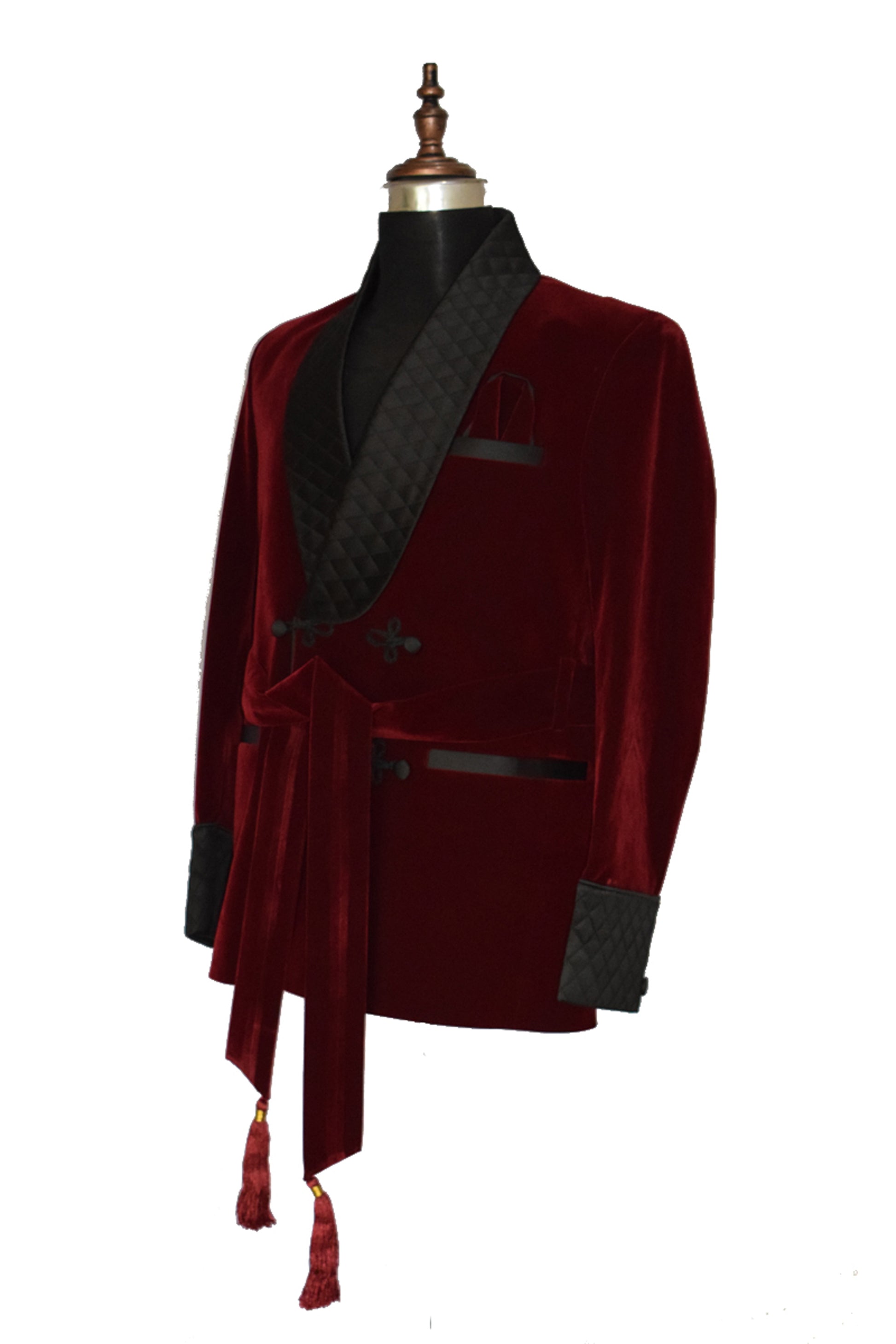 Men Maroon Smoking Jacket Dinner Party Wear Coat - TrendsfashionIN